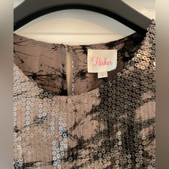 Parker New York tie dye silk sequin dress large - Picture 4 of 6